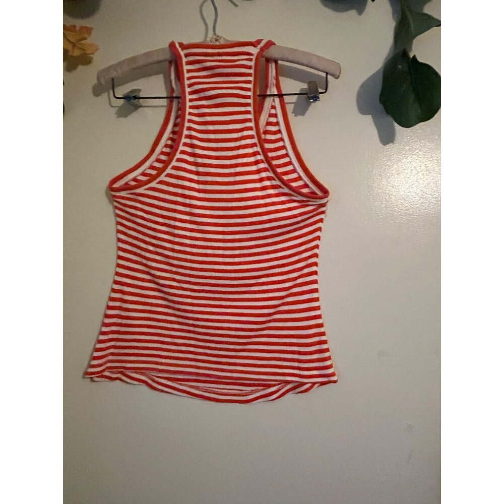 Anthropologie Maeve Striped Navy V-neck Tank Top Racerback Size XS Nautical Summ - Picture 8 of 8
